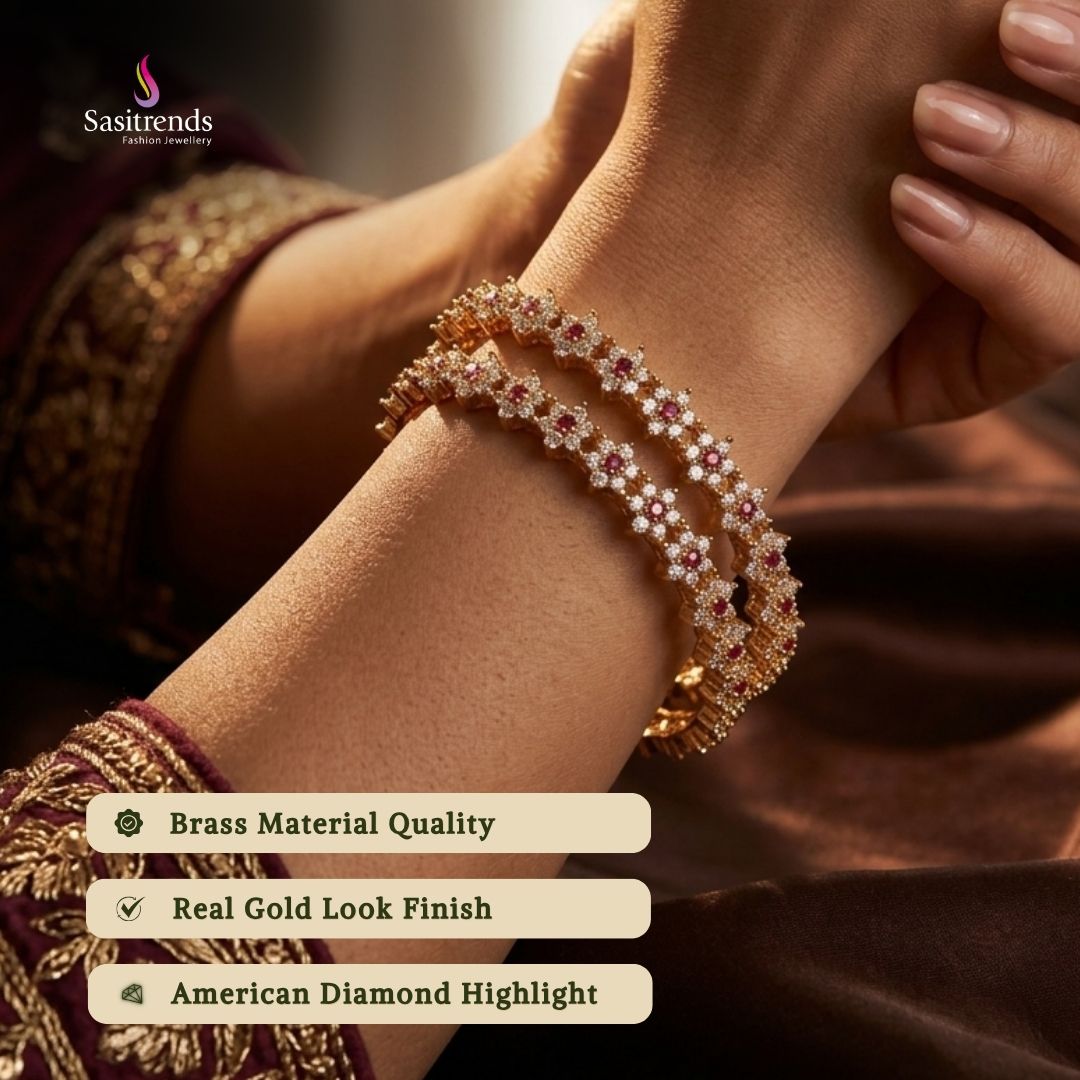 Guaranteed Micro gold plated american diamond stone bangles - Sasitrends