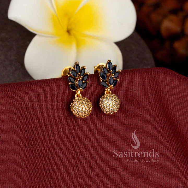 Guaranteed One Gram Micro Gold Plated pear design stud earrings for festive wear - Sasitrends