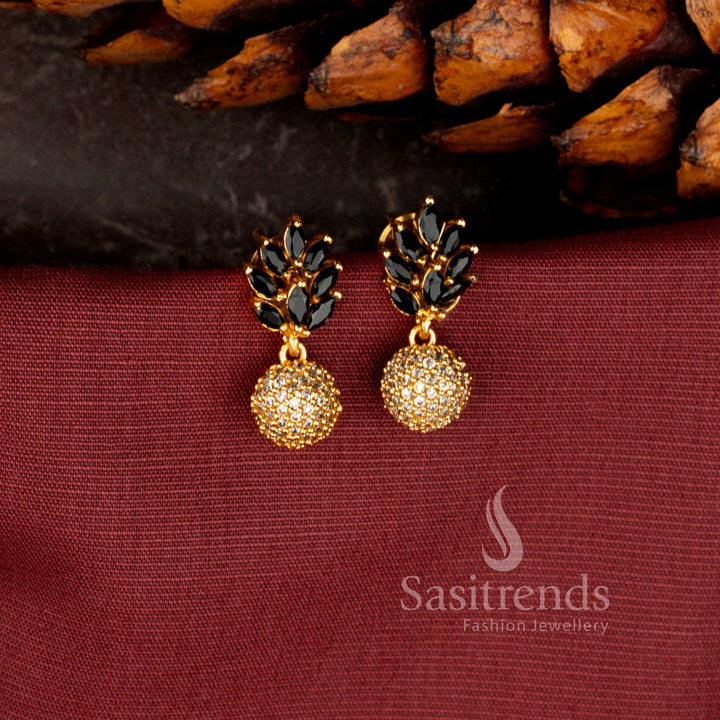 Matte Gold Plated Bloom Cluster Stud Earrings Featuring Brilliant American Diamond Stones - Sasitrends