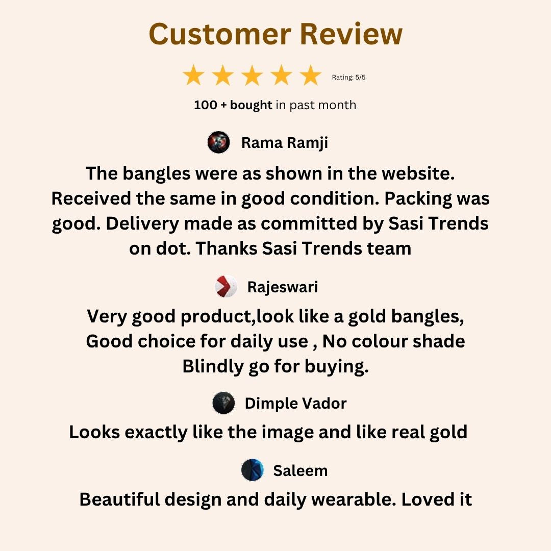 Guaranteed Micro gold plated bangles - Sasitrends