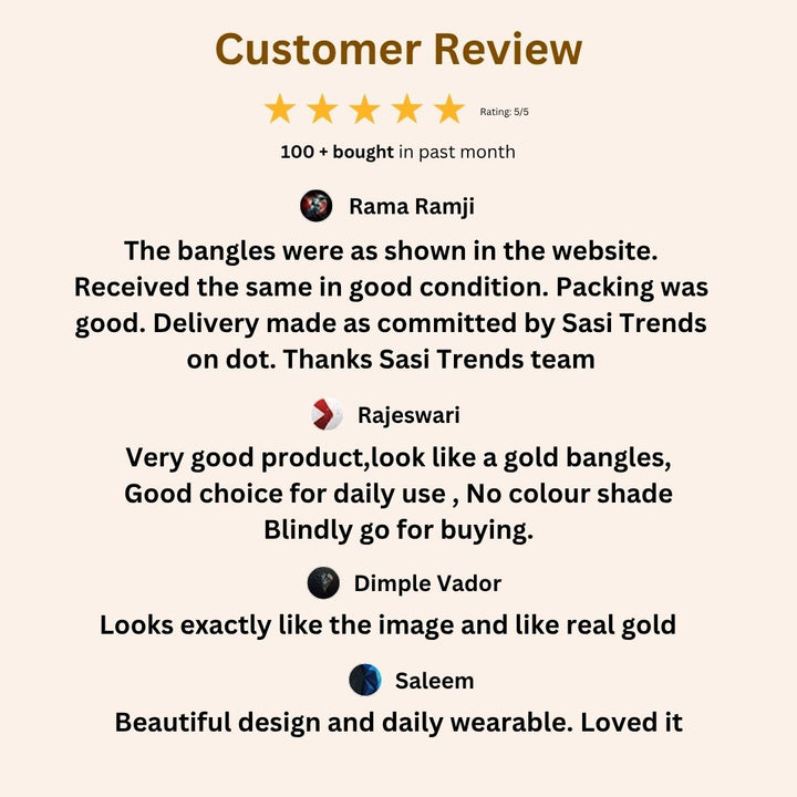 Guaranteed Micro gold plated bangles - Sasitrends