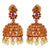 Majestic Ruby Peacock Flower Jhumka Earrings - Sparkling rubies in a peacock-inspired floral setting for an enchanting look.