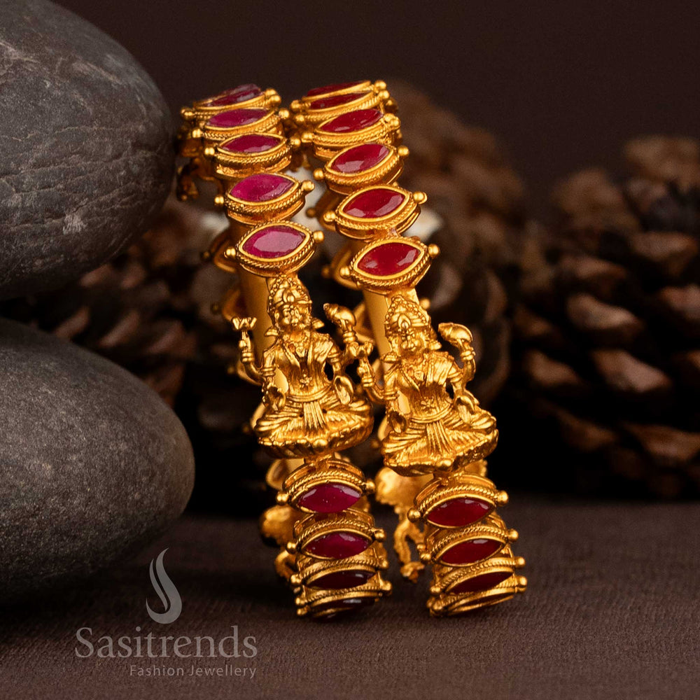 Rich-looking matte gold plated bangles crafted to resemble brass, designed for graceful looks with ethnic or contemporary wear – Sasitrends

