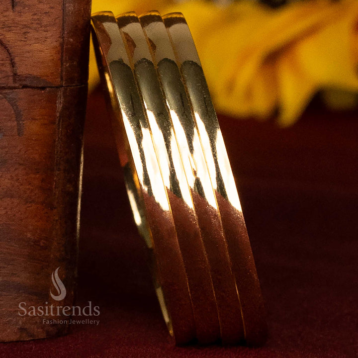 Modern Kids Micro Gold Plated Flat Profile Bangle Set of 4 For Special-Wear - Sasitrends