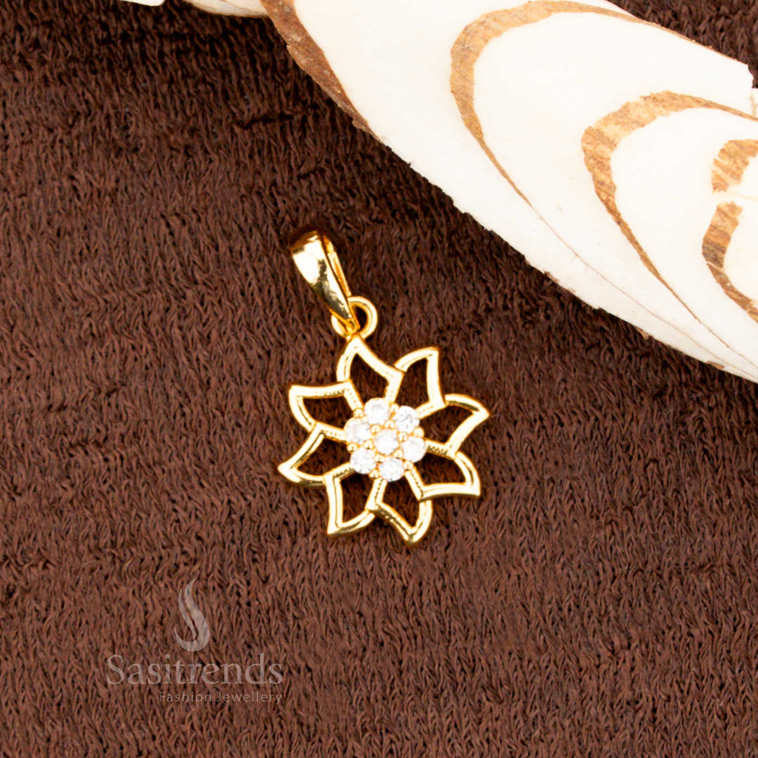 Micro Gold Plated Floral Star Pendant with American Diamonds – Sasitrends