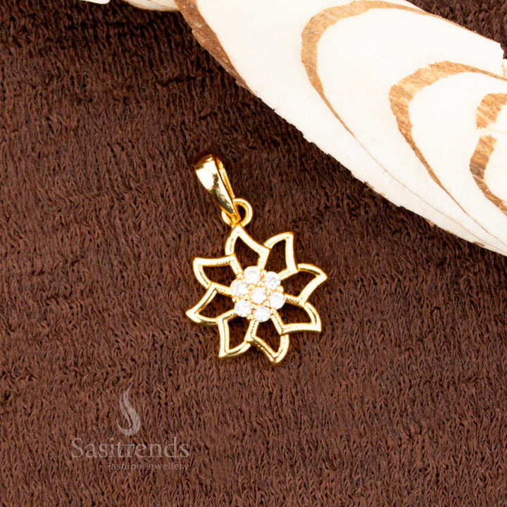 Luxurious Micro Gold Plated AD Floral Star Pendant Dollar – Look Like Real Gold - Sasitrends