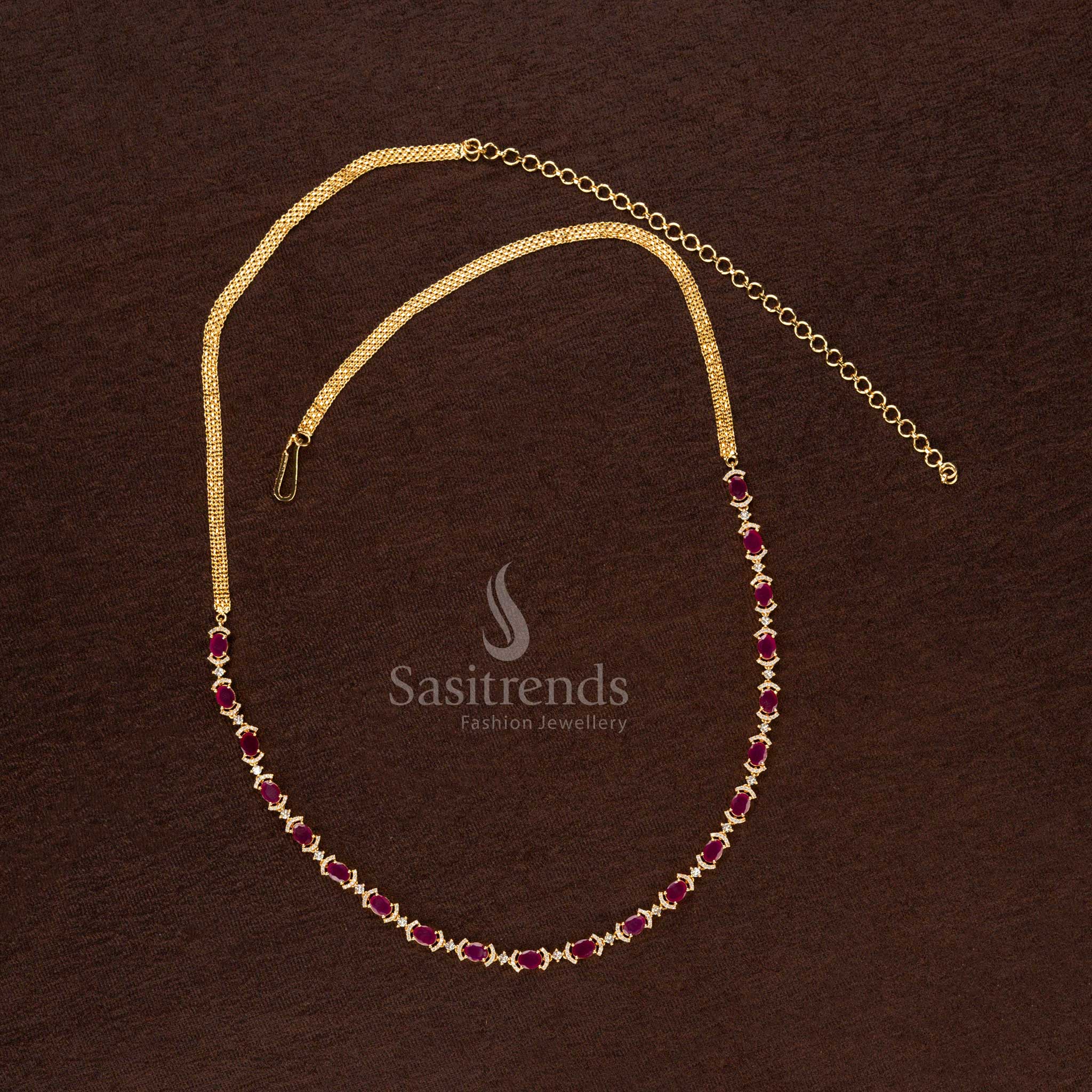 Elegant AD Stone Single Line Waist Chain for Saree & Festive Wear - Sasitrends