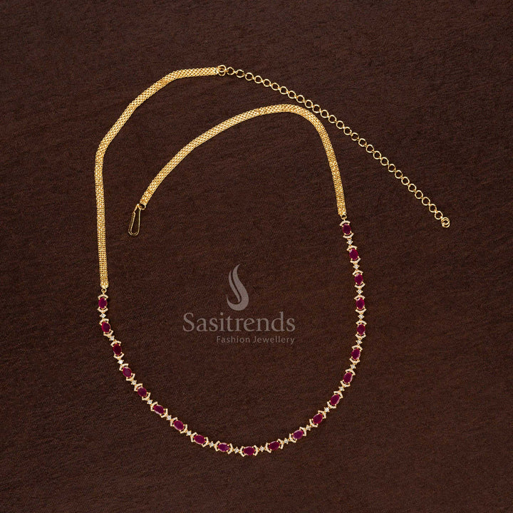 Elegant AD Stone Single Line Waist Chain for Saree & Festive Wear - Sasitrends