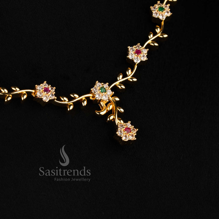 Multi colour AD floral vine necklace showstopper jewellery – Sasitrends