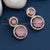 Enchanting Pink Stone Rose Gold Plated Earrings with American Diamond Stones