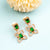 Stunning Rose Gold Plated Hydro Green Earrings with American Diamond Stones