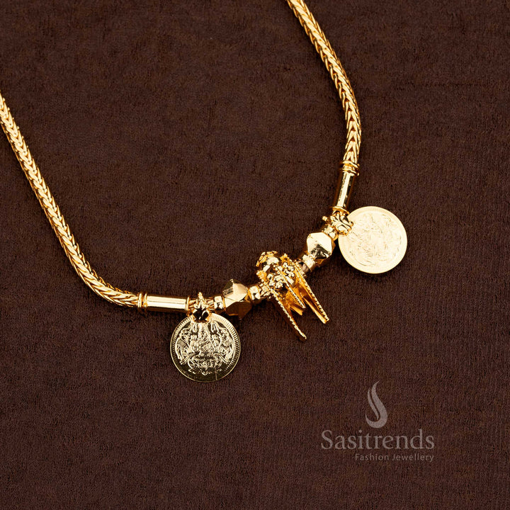 Divine Micro Gold Plated Sivan Pattai Thali Chain with sacred pendant symbolising devotion and purity in bridal gold style – Sasitrends