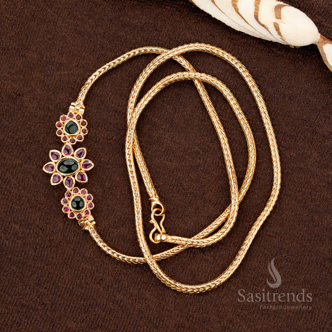 Micro Gold Plated AD Stone Mugappu Chain – Festive Wear Jewellery – Sasitrends