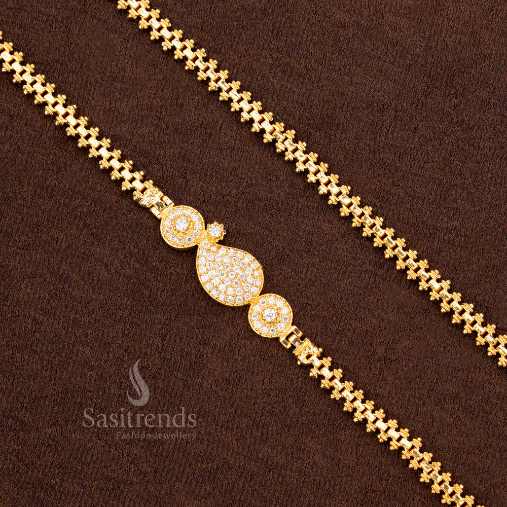 One Gram Mango Design Mugappu Chain with AD Stones – Sasitrends