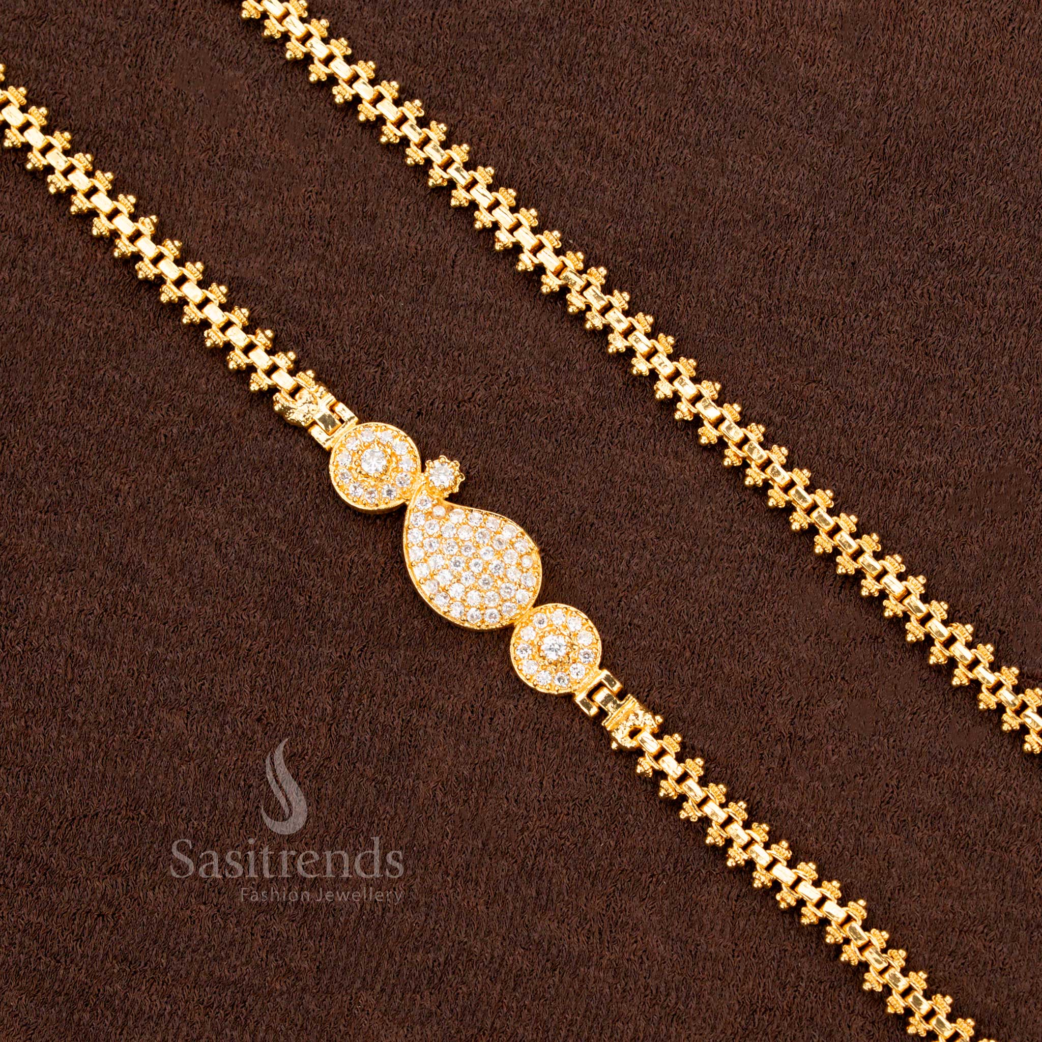 One Gram Mango Design Mugappu Chain with AD Stones – Sasitrends