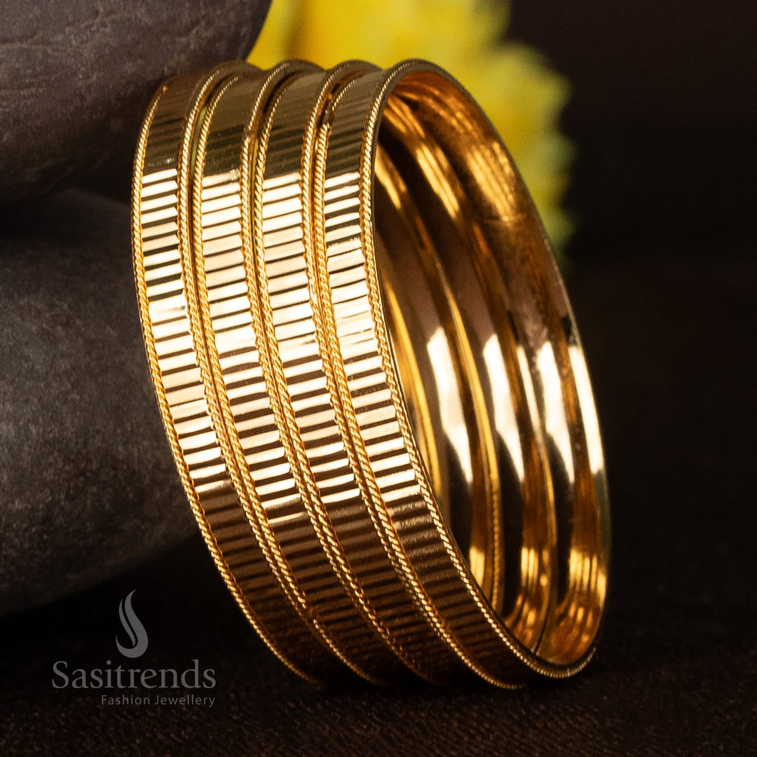 Elegant One Gram Glossy Finish Bangles with Rope Edge - Sasitrends