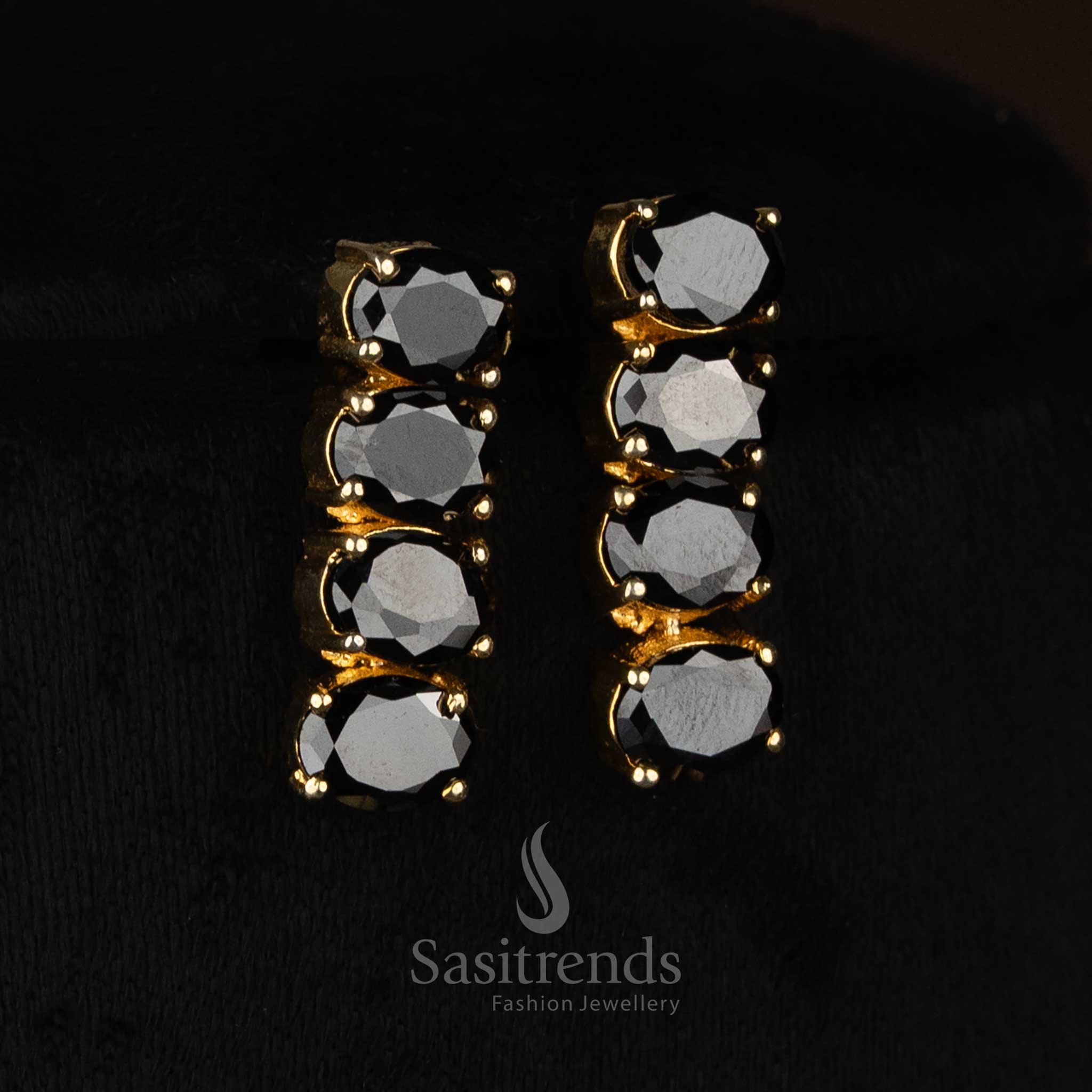 American diamond micro gold plated oval pearl earrings curated for sophisticated evening events - Sasitrends