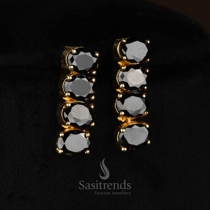 American diamond micro gold plated oval pearl earrings curated for sophisticated evening events - Sasitrends