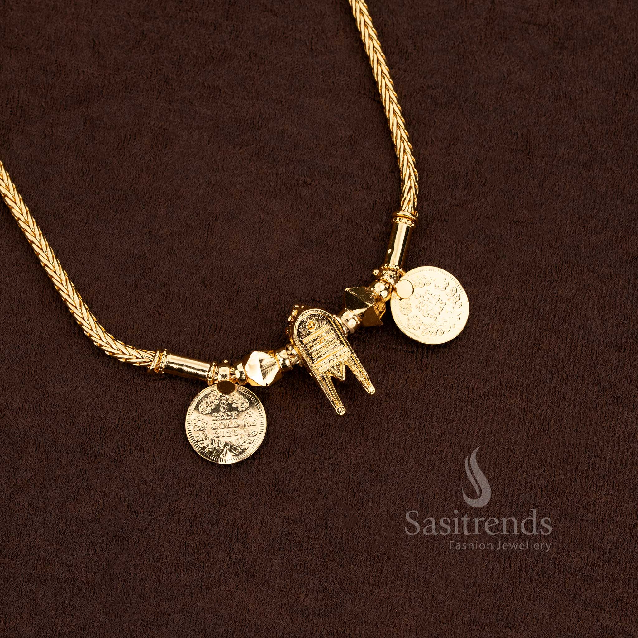 Traditional Micro Gold Plated Sivan Pattai Temple Thali Chain radiating spiritual aura and authentic South Indian devotion – Sasitrends