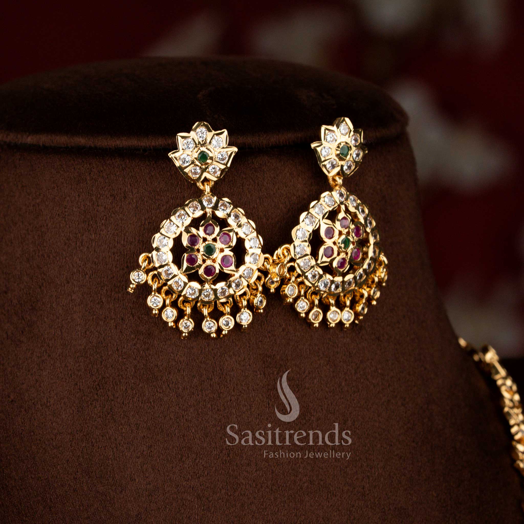 Magnificent Micro Gold Plated Crescent Garuda Eagle Motif Butterfly Chain Long Haram Necklace Set - Guaranteed - Sasitrends