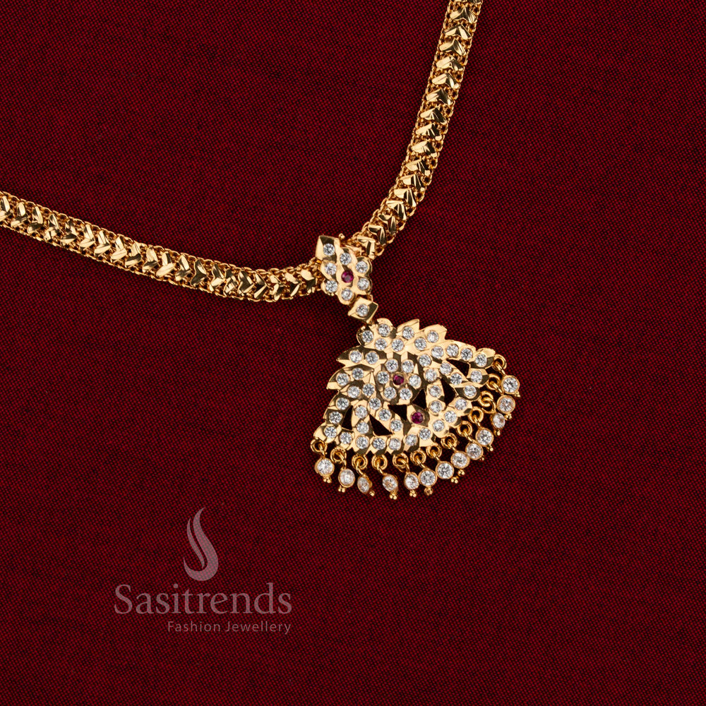 Royal heart impon micro gold plated chain pendant necklace with guaranteed 24 carat gold appearance perfect for weddings, temple rituals and classical festive styling – Sasitrends