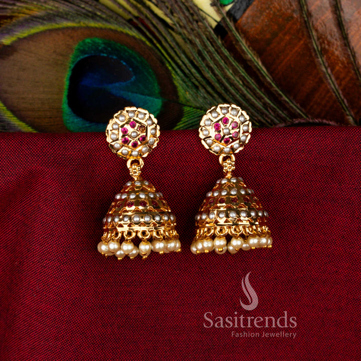 Vintage Impon Addigai Micro Gold Plated Guaranteed Temple Jhumka Earrings, authentic traditional jewellery for weddings and festivals – Sasitrends