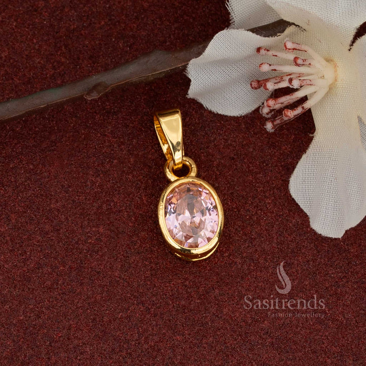  Beautiful Micro Gold Plated Oval AD Stone Dollar Pendant For Pink - Sasitrends

