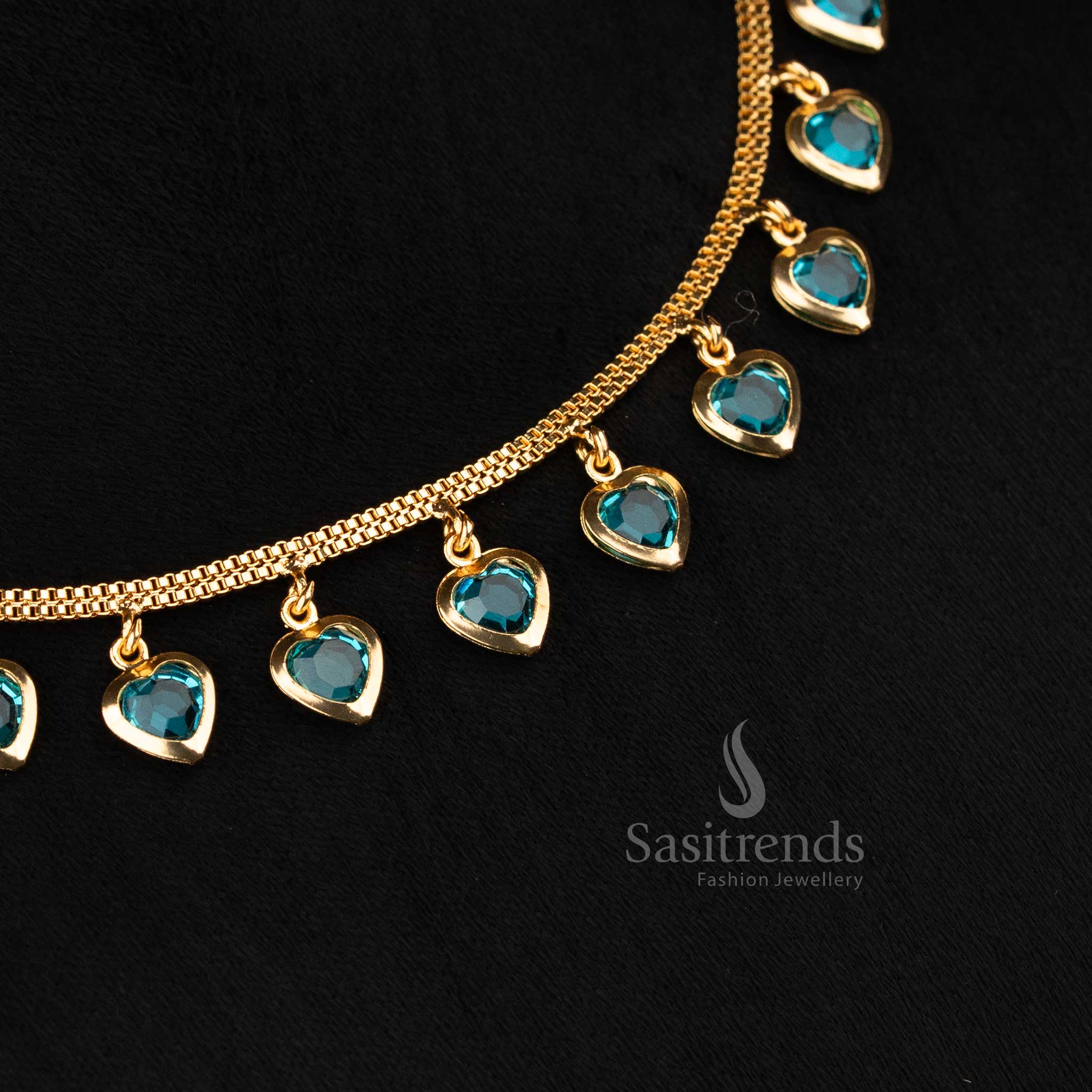 Trendy Design of American Diamond Micro Gold Plated Necklace for Girls – Parties & Saree Wear| 24K Gold Plated Jewellery - Sasitrends