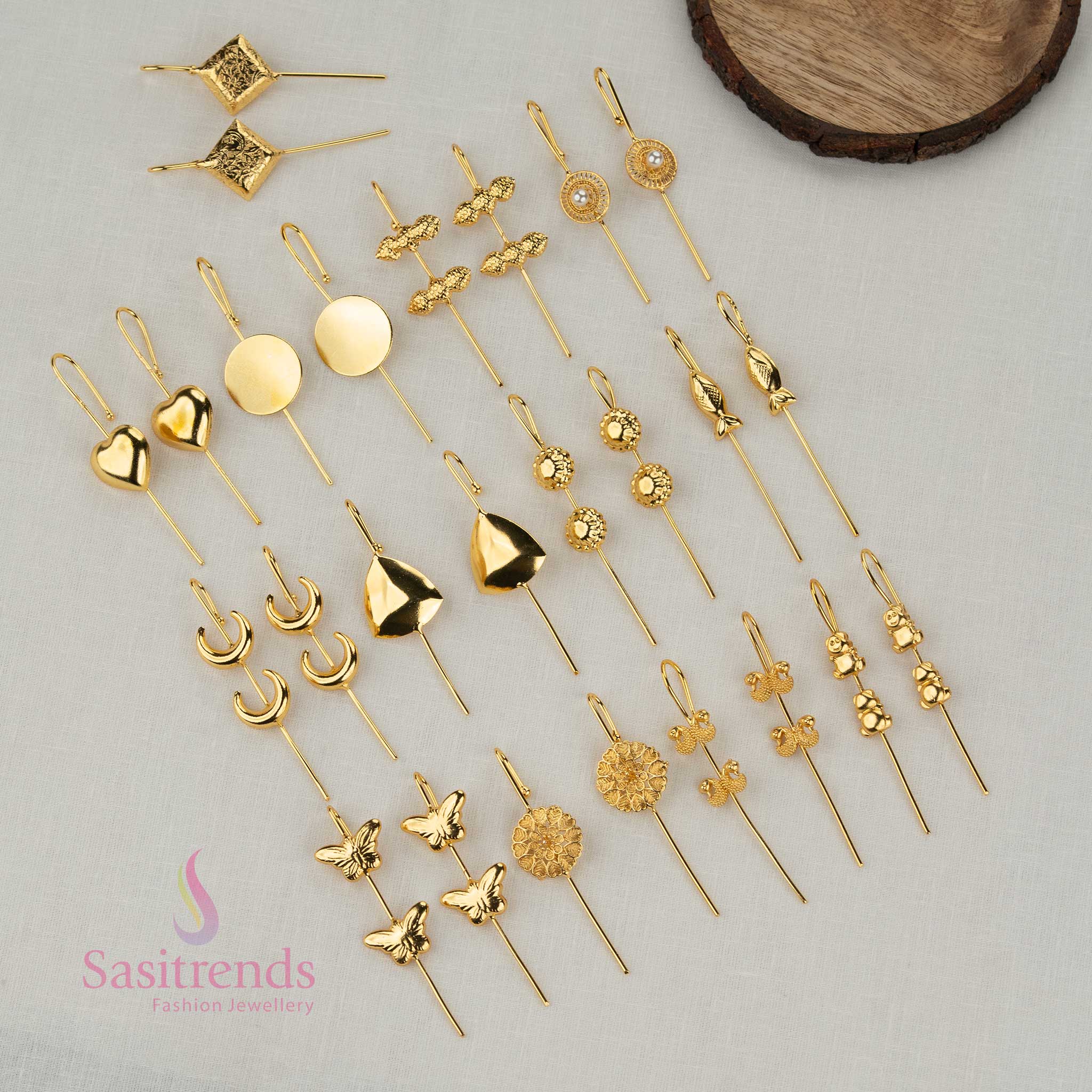 Opulent 24K gold plated stylish ear cuff earrings designed to add luxurious sparkle to party dressing and special celebration looks - Sasitrends