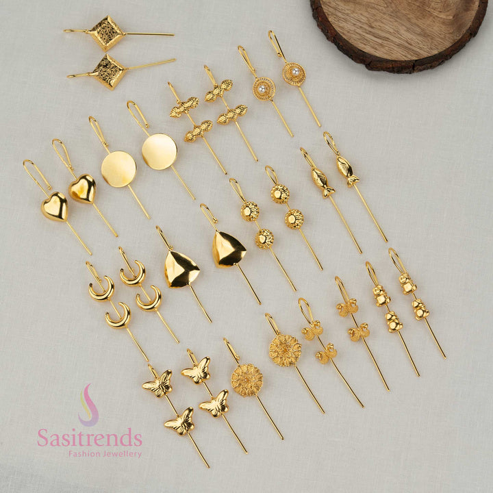 Opulent 24K gold plated stylish ear cuff earrings designed to add luxurious sparkle to party dressing and special celebration looks - Sasitrends