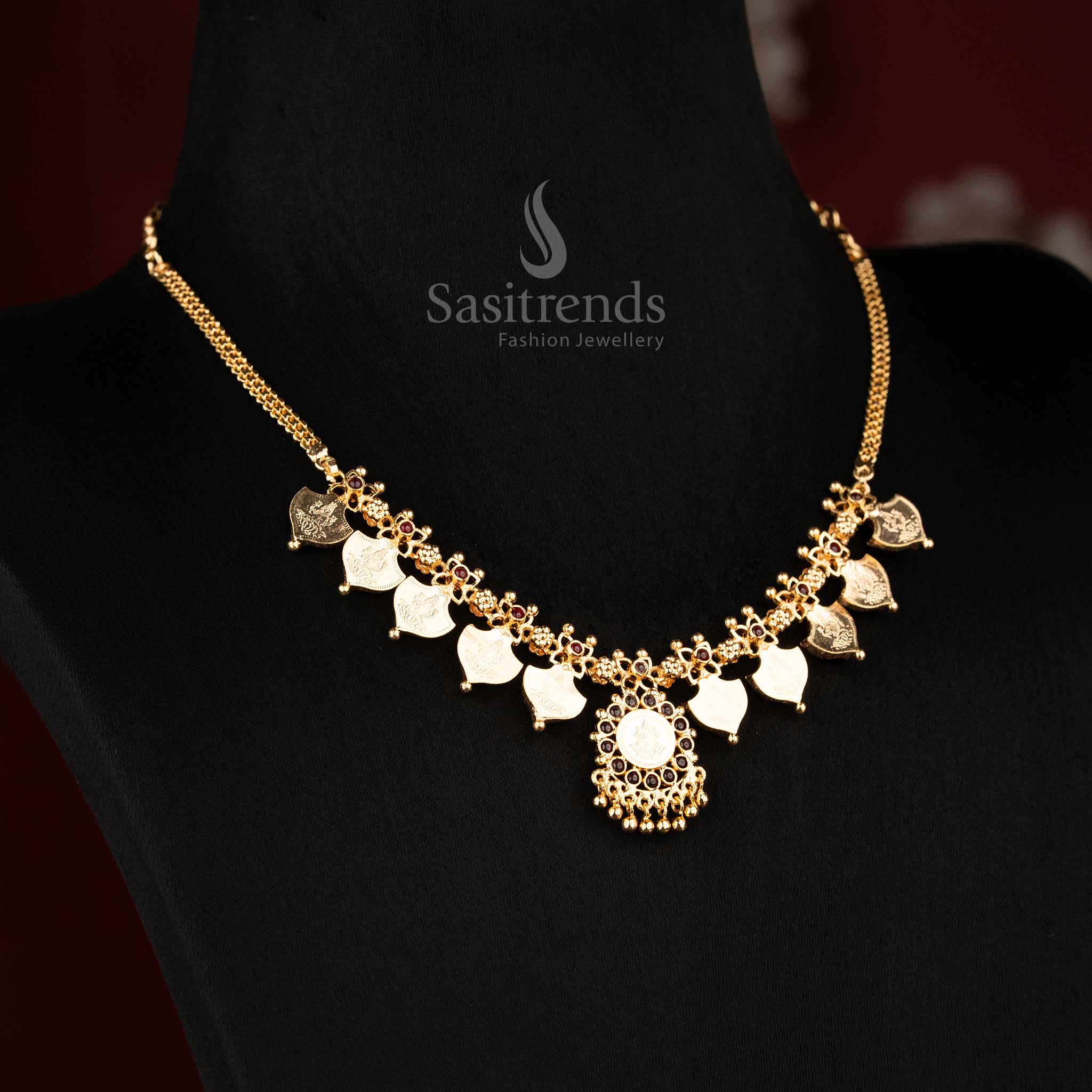 Kerala Micro Gold Plated Palakka and Lakshmi Double Side AD Necklace jewellery – Guaranteed | Temple Visits & Festive Wear - Sasitrends