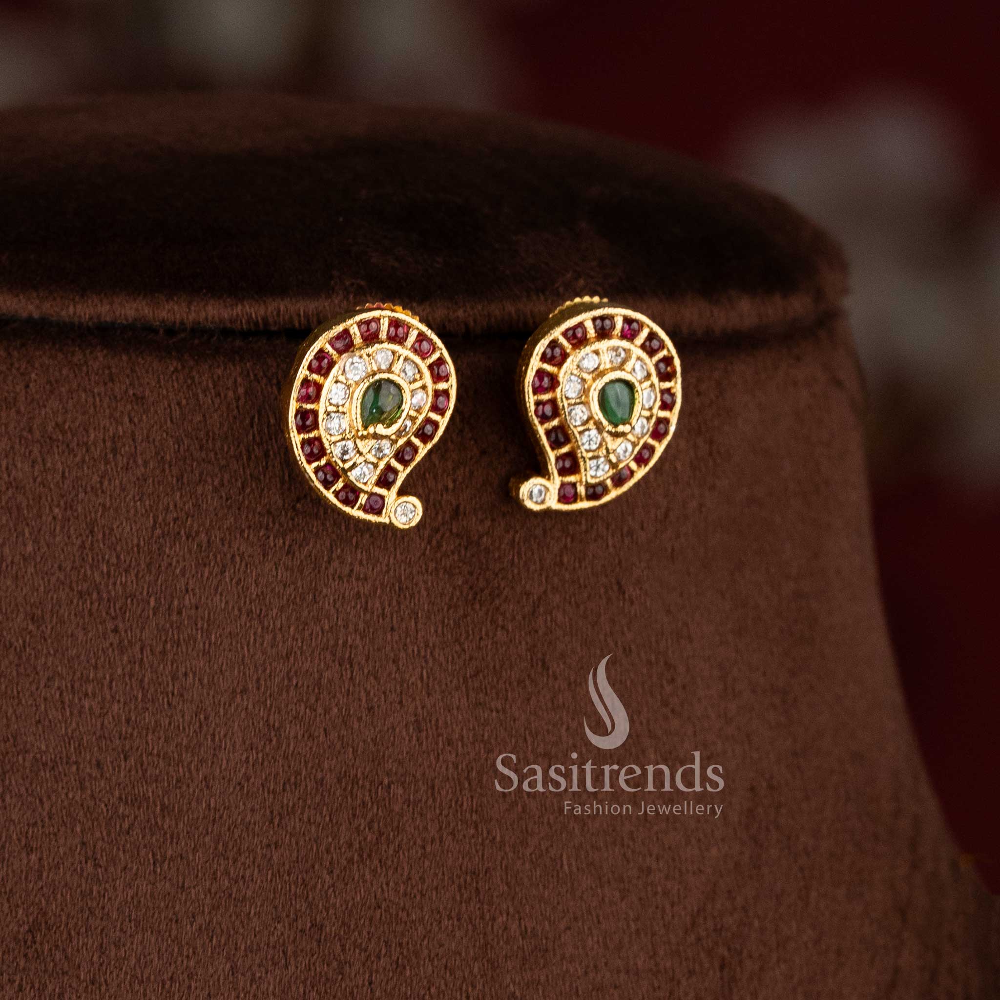 Graceful multi matte gold Lakshmi coin short earrings , perfect ornament for pooja ceremonies - Sasitrends