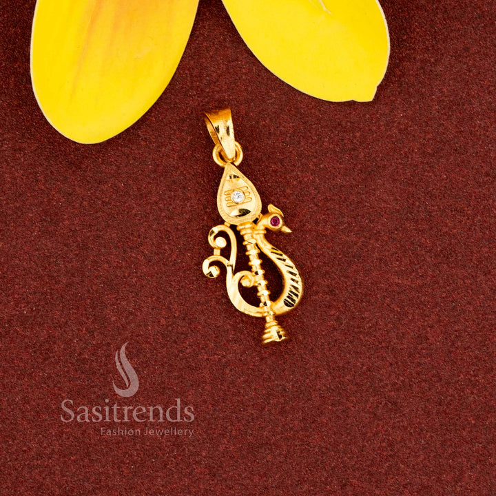 Divine micro gold plated peacock Vel forming pendant designed for temple functions – Sasitrends