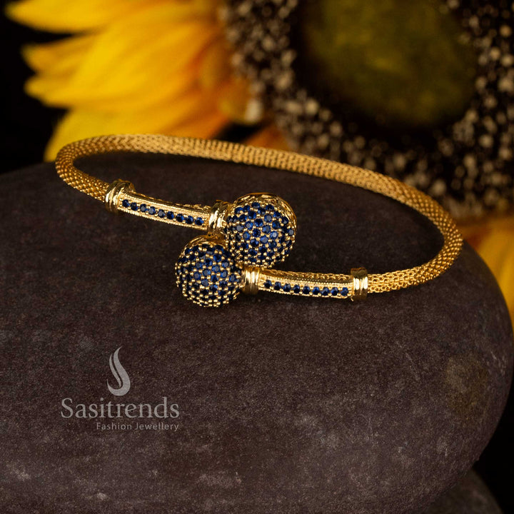 Sapphire Shine blue micro gold plated stone bracelet adorned with sparkling stones for festive and wedding occasions – Sasitrends