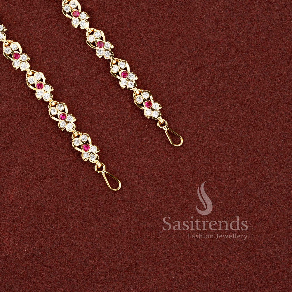Sasitrends festive wear floral Gati Matil with real gold look micro gold plated finish for weddings and celebrations