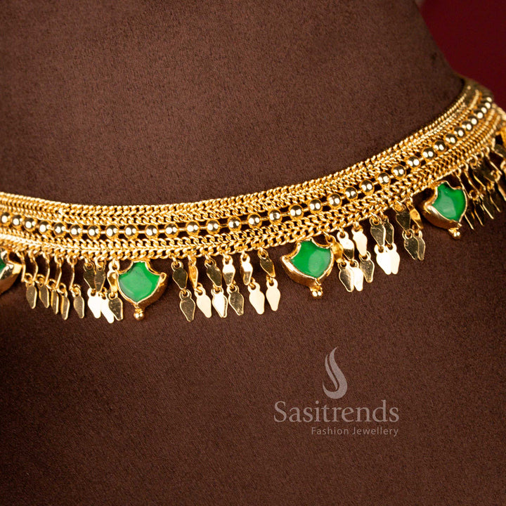 One Gram Micro Gold Plated Palakka Elachi Choker Necklace For Traditional Wear - Sasitrends