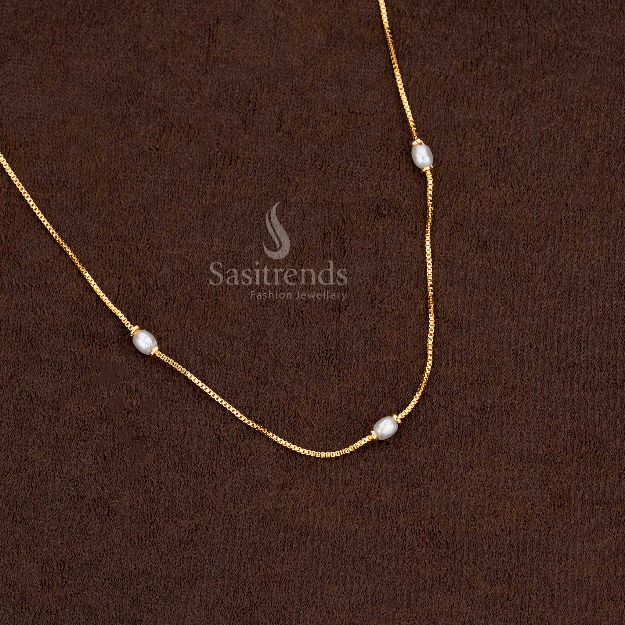 Traditional Guaranteed One Gram Micro Gold Plated Multi-Strand Chain with Pearls - Sasitrends - Sasitrends