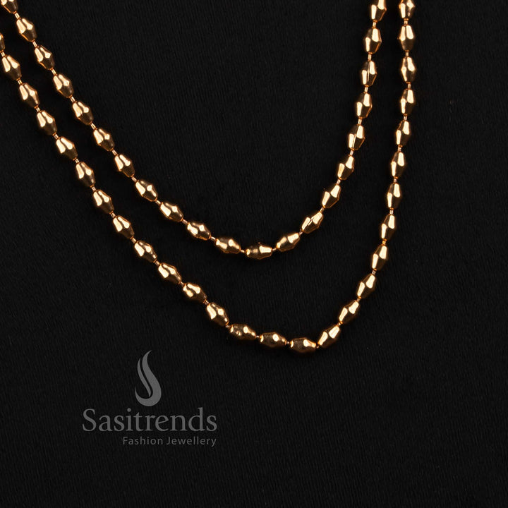 Sasitrends antique gold double and triple layer rice beaded haram necklace set with sunburst ball earrings
