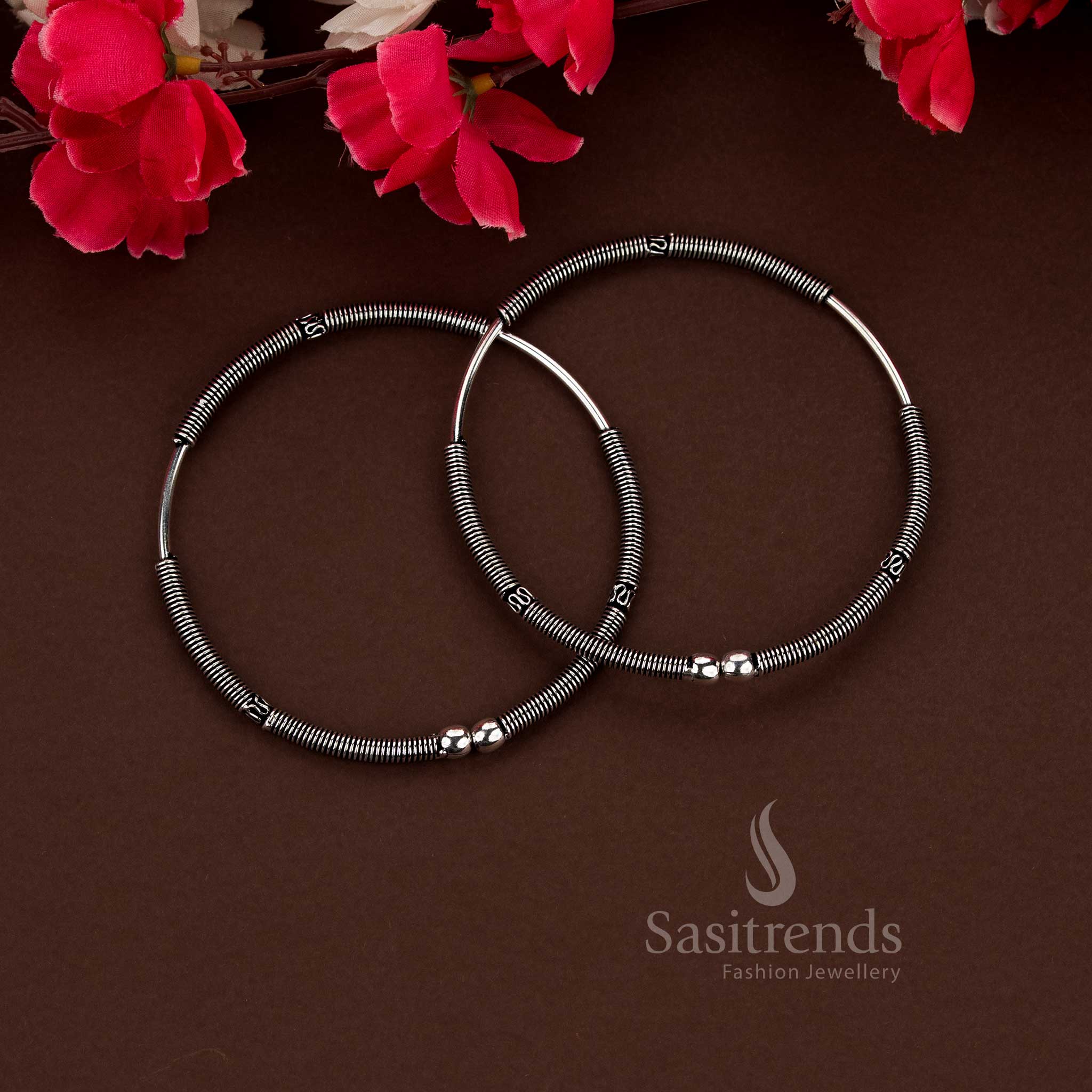 Oxidised Kada Style Anklets (Payal) – Traditional Silver Look Designs | Everyday Wear - Sasitrends