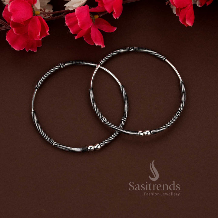 Oxidised Kada Style Anklets (Payal) – Traditional Silver Look Designs | Everyday Wear - Sasitrends