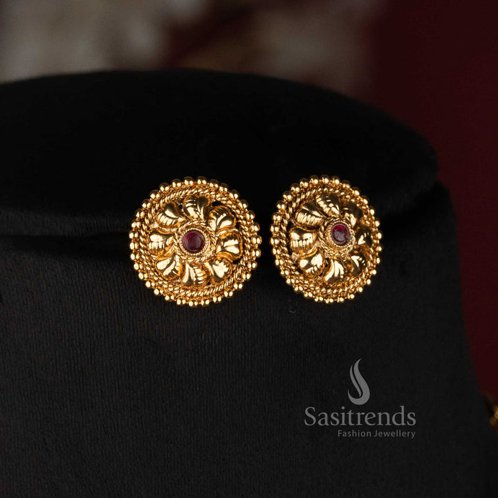 Traditional Antique Gold Plated Four Layer Geometric Faceted Bead Long Mala Set - Sasitrends