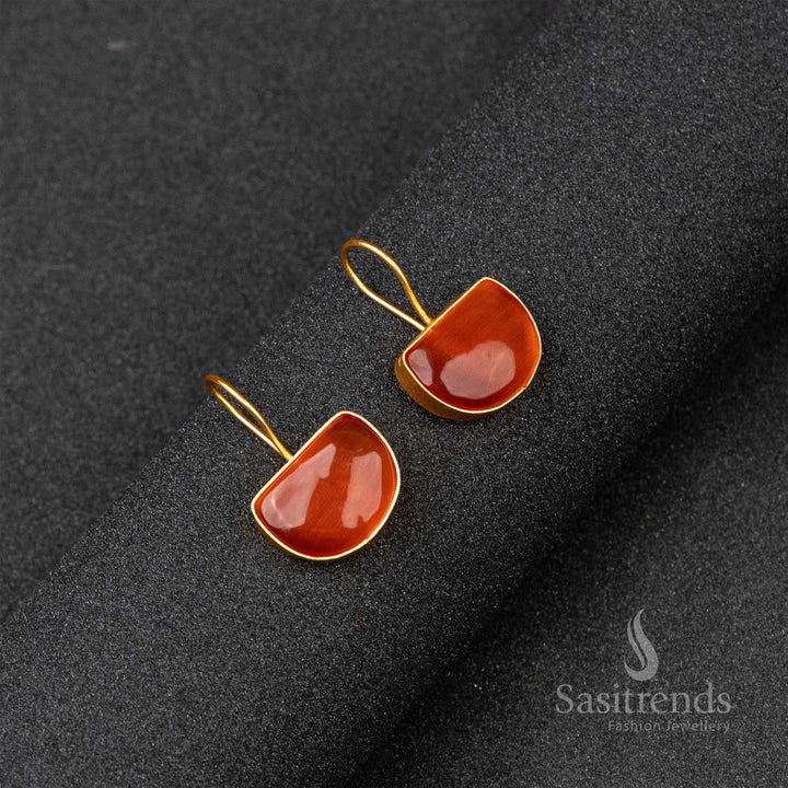 Latest Gold Plated Monalisa Stone Fish Hook Earrings For Office Wear - Sasitrends - Sasitrends