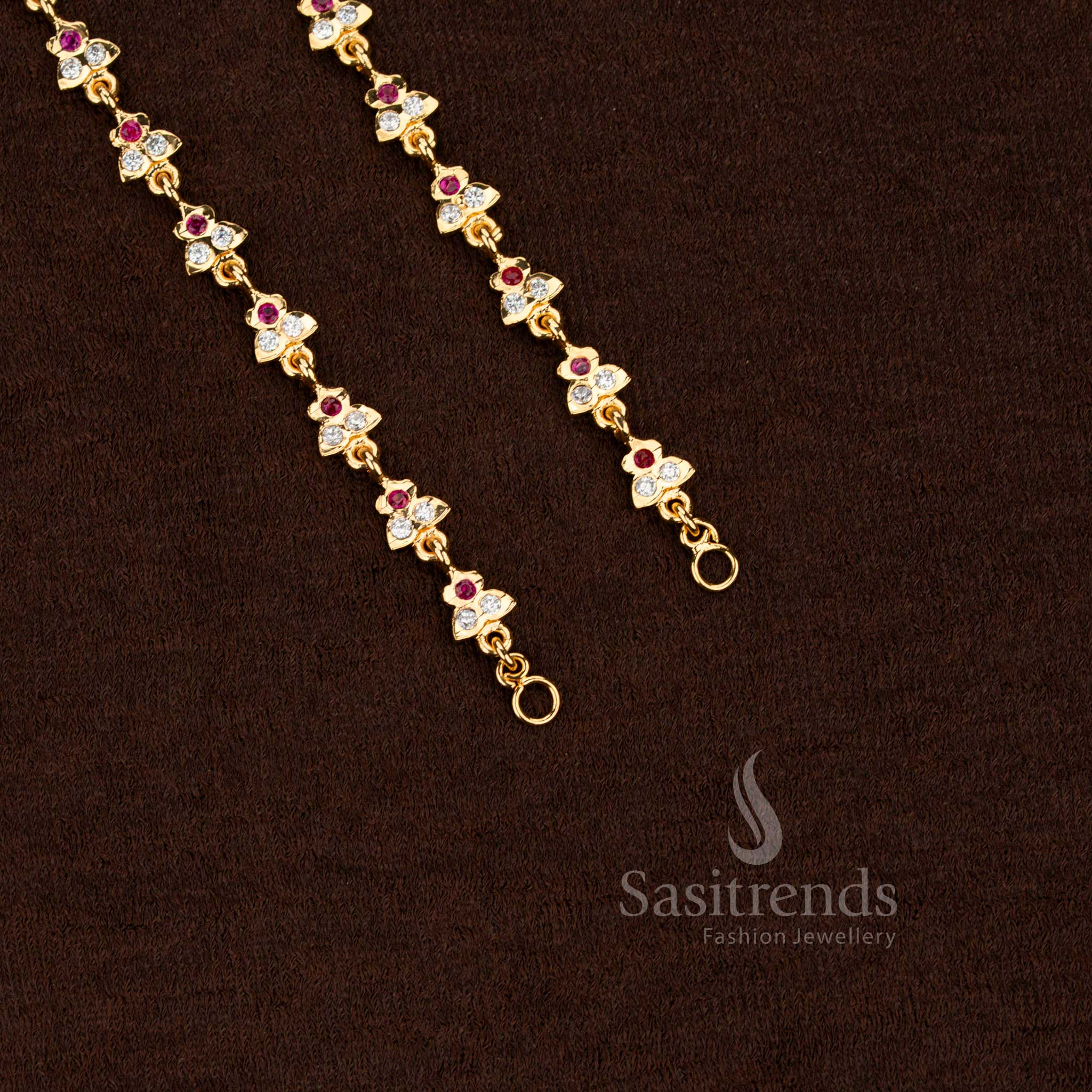 Traditional Impon Gati Micro Gold Plated Tri-Leaf Bud Motif Matil – Guaranteed Jewellery look like real gold - Sasitrends