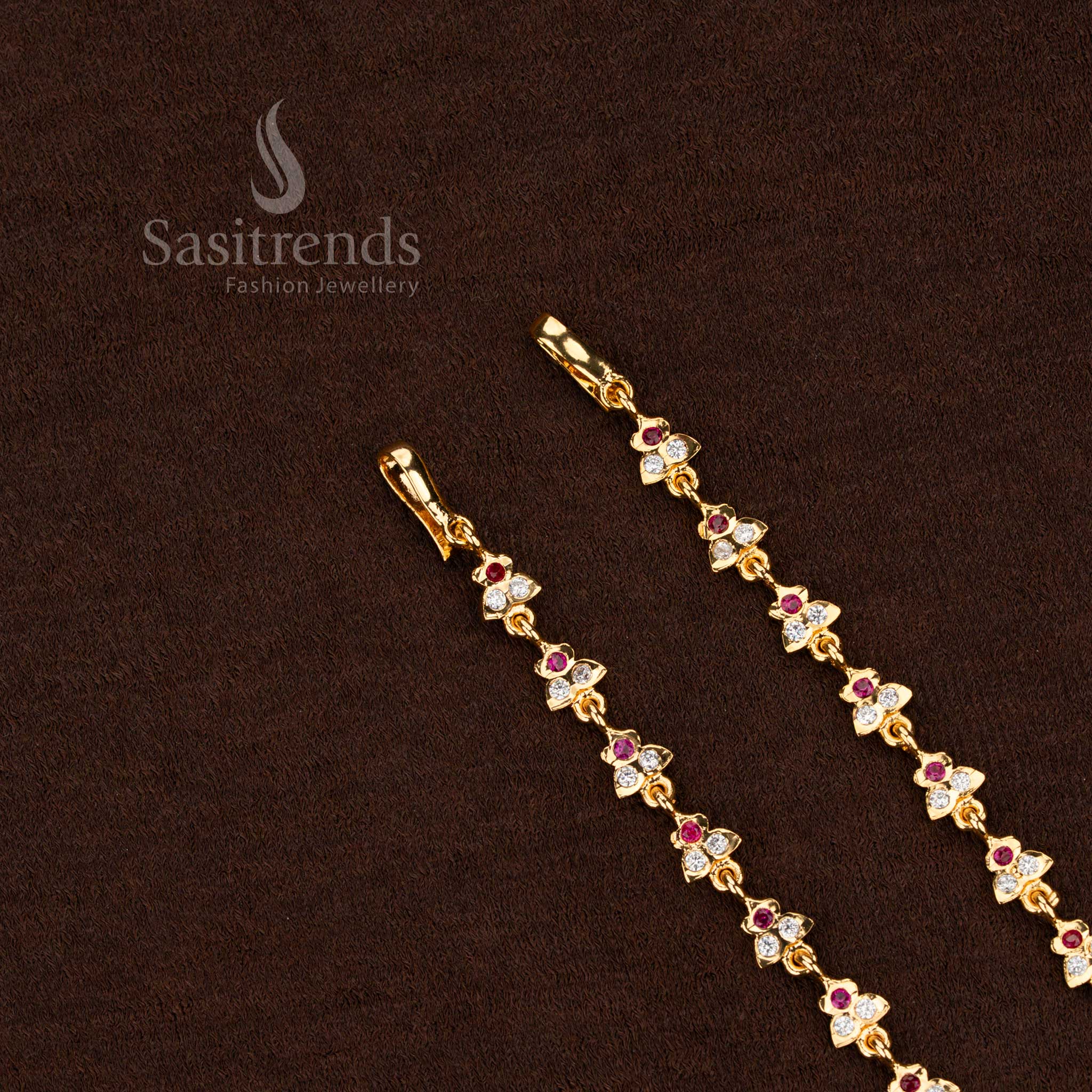 Traditional Impon Gati Micro Gold Plated Tri-Leaf Bud Motif Matil – Guaranteed Jewellery look like real gold - Sasitrends