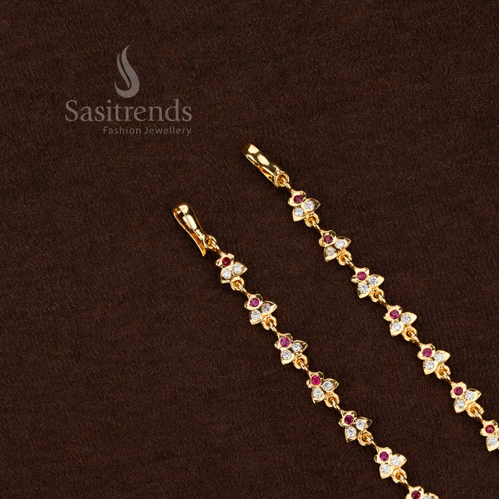 Traditional Impon Gati Micro Gold Plated Tri-Leaf Bud Motif Matil – Guaranteed Jewellery look like real gold - Sasitrends