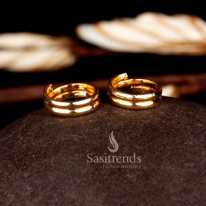 Guaranteed 24K Micro Gold Plated Adjustable Dual Band Structured Classic Toe Rings with Smooth Polished Finish
