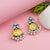 Vibrant Lemon Yellow Oxidised German Silver Earrings with Monalisa AD Stone and Pearl Dangler