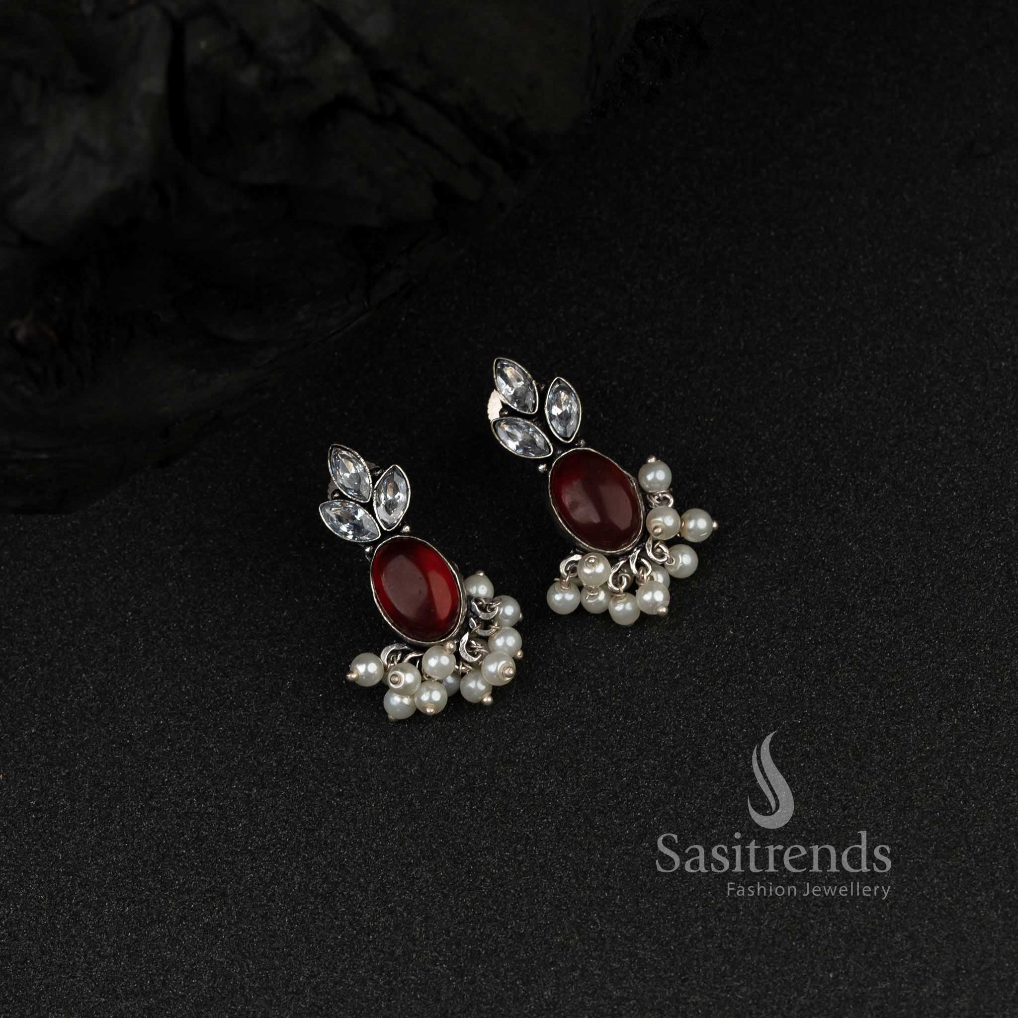 Latest Monalisa Oxidised Silver Earrings 