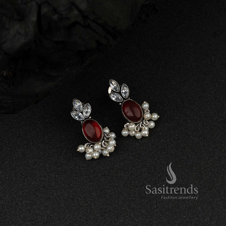 Latest Monalisa Oxidised Silver Earrings 