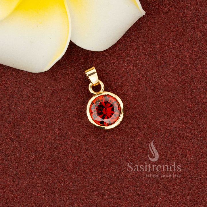  American Diamond solitaire pendant with sparkling stone and micro gold plating perfect for festive Jewellery - Sasitrends